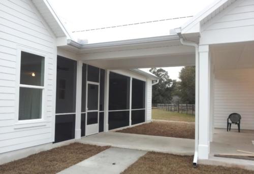 Gutters over breezeway and screened in porch
